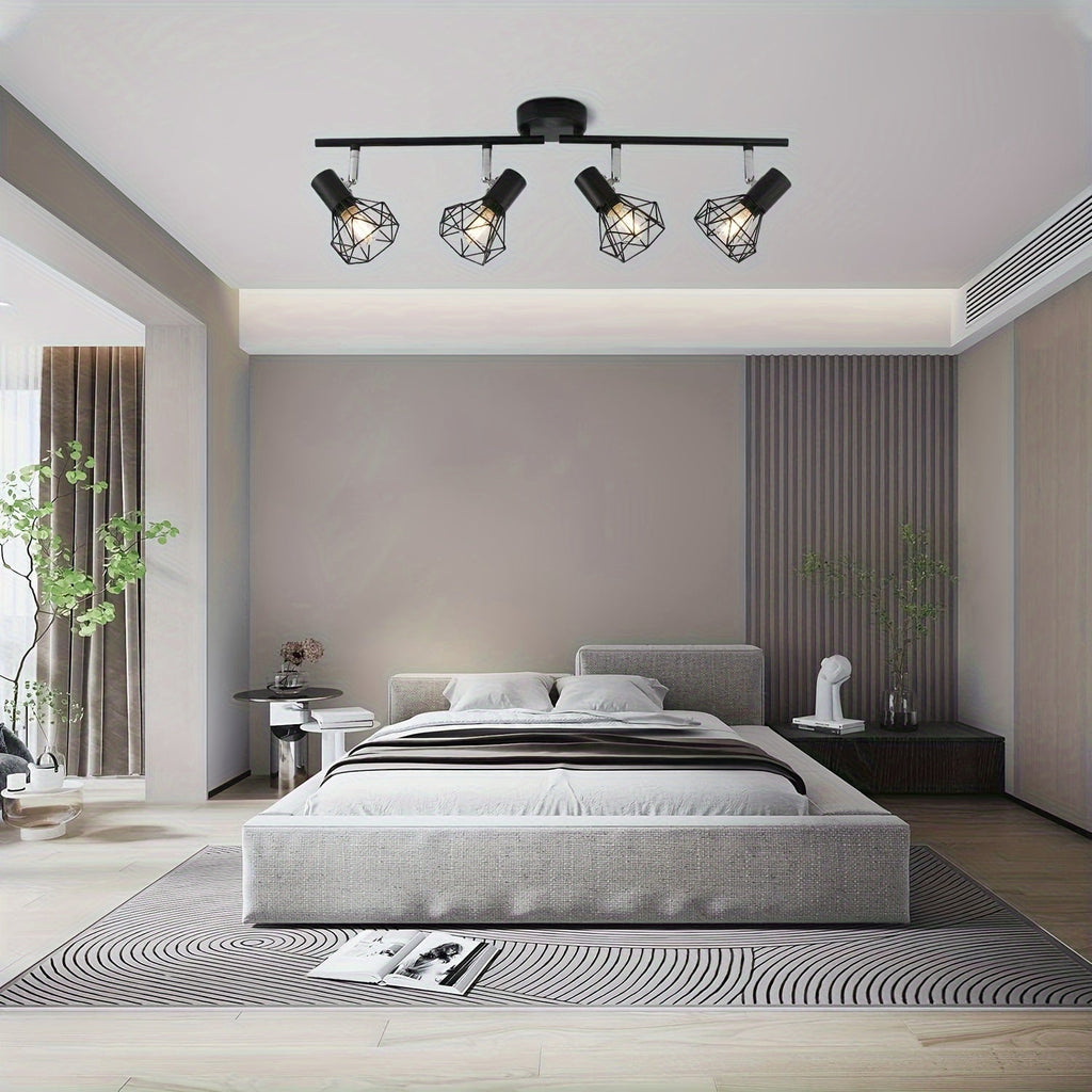 NNETM Industrial 4-Light Semi-Flush Ceiling Light