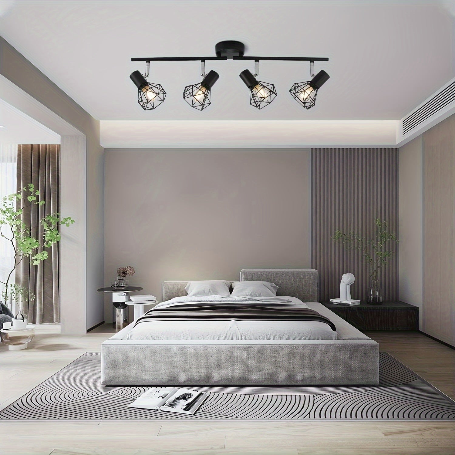 NNETM Industrial 4-Light Semi-Flush Ceiling Light