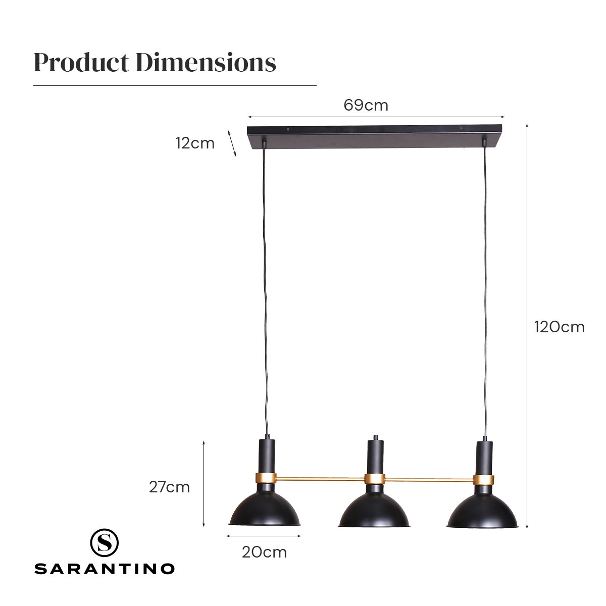 NNEDPE 3-Light Hanging Pendant Lamp